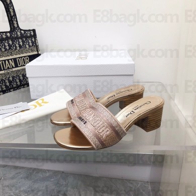 dior Rose Des Vents Cotton Embroidered with Metallic Thread and Strass dway heeled slides 2022