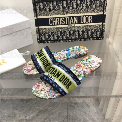 dior White Multicolor D-Constellation Embroidered Cotton dway slides 2022