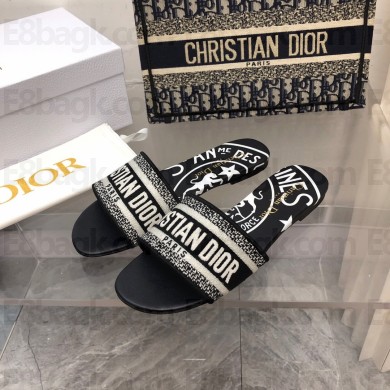 dior Black and White Check'n'Dior Embroidered Cotton dway slides 2022