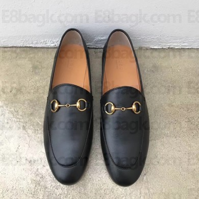 Gucci Black Jordaan horsebit loafer 404069
