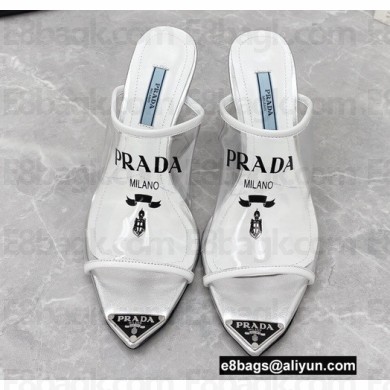 Prada Heel 9cm triangle logo Pvc slides White 2022