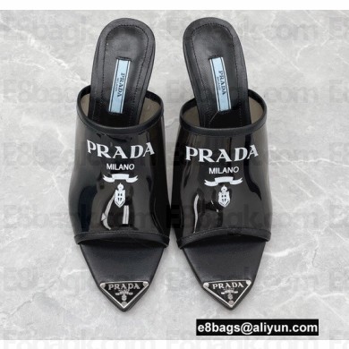 Prada Heel 9cm triangle logo Pvc slides Black 2022
