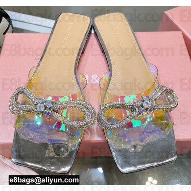 Mach & Mach Crystal Double Bow Slides PVC Rainbow Silver 2022