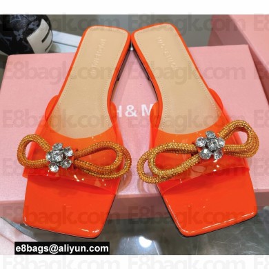 Mach & Mach Crystal Double Bow Slides PVC Orange 2022
