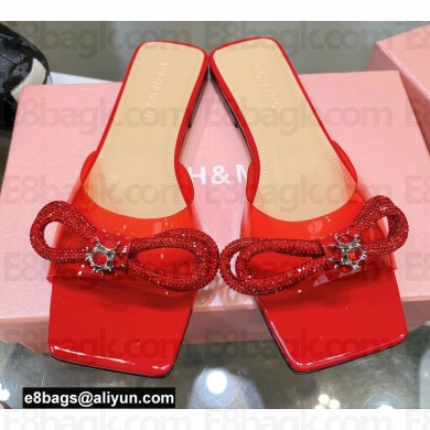 Mach & Mach Crystal Double Bow Slides PVC Red 2022