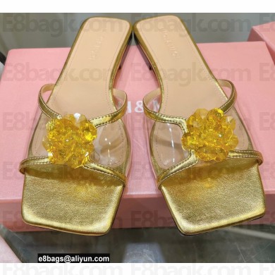 Mach & Mach Rose Flower Slides PVC Gold 2022