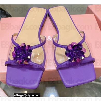 Mach & Mach Rose Flower Slides PVC Purple 2022