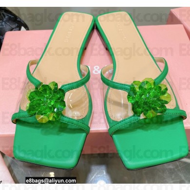 Mach & Mach Rose Flower Slides PVC Green 2022