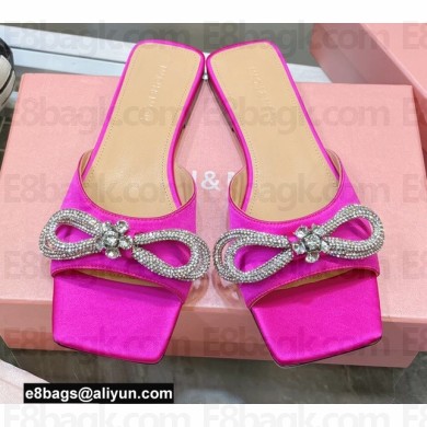 Mach & Mach Crystal Double Bow Slides Satin Fuchsia 2022