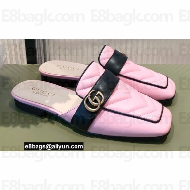 Gucci Double G Leather slipper 423694 Chevron Pink 2022