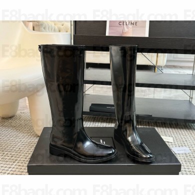 saint Laurent HUNT boots in glazed leather Black 2024