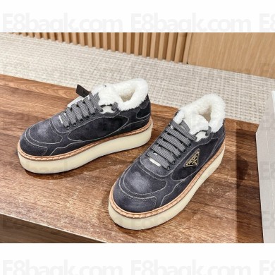 Prada suede mid-top sneakers grey 2024