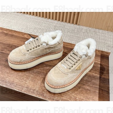 Prada suede mid-top sneakers beige 2024