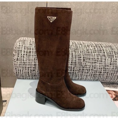Prada New Season heel 7cm suede boots brown 2024