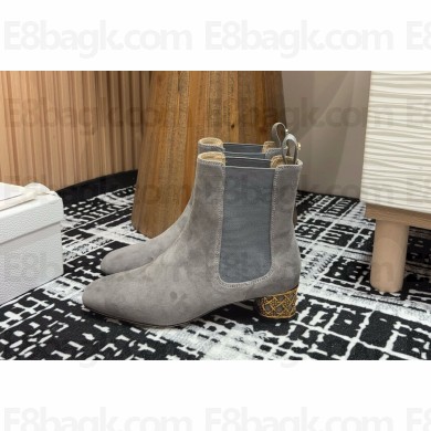 Dior Icon Heeled Ankle Boot grey Suede Goatskin heel 4cm 2024