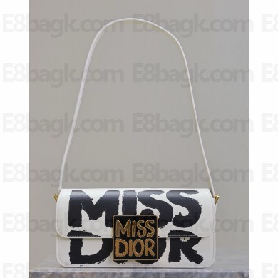 Miss Dior Flap Bag white and Black Miss Dior Graffiti Printed Calfskin 2024