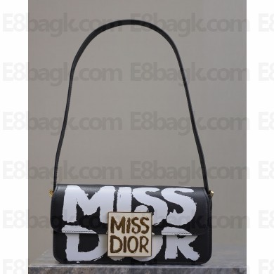 Miss Dior Flap Bag black and white Miss Dior Graffiti Printed Calfskin 2024