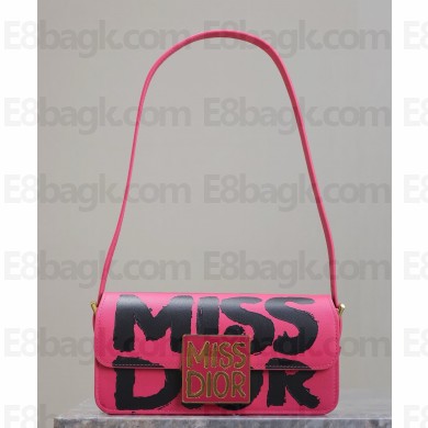 Miss Dior Flap Bag Fuchsia and Black Miss Dior Graffiti Printed Calfskin 2024