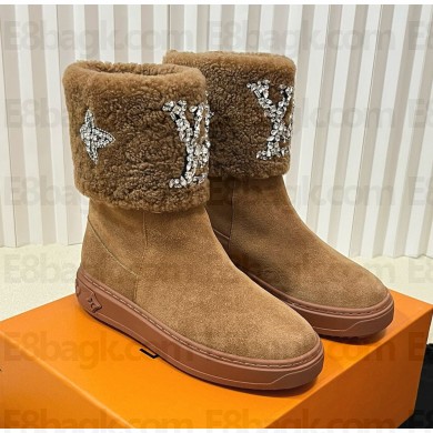 Louis Vuitton suede calfskin shearing boots brown 2024