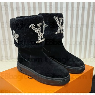 Louis Vuitton suede calfskin shearing boots black 2024