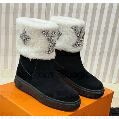 Louis Vuitton suede calfskin shearing boots black/white 2024