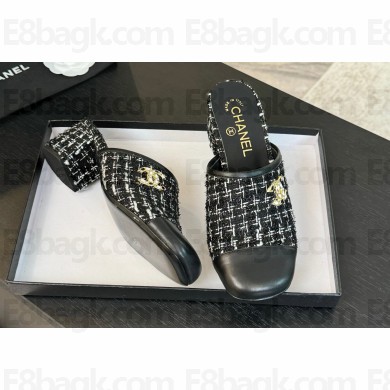 Chanel Black Quilted Leather heel 4.5cm 02 2024