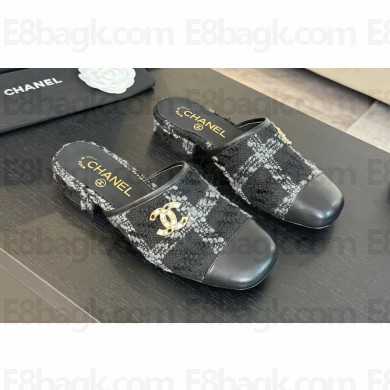 Chanel Black Quilted Leather flat slippers 01 2024