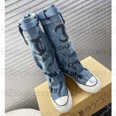 CHANEL graffiti canvas high boots 03 2024
