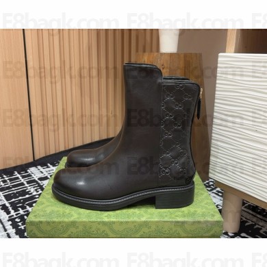  Gucci Black Guccissima Leather GG ankle Boots 2024