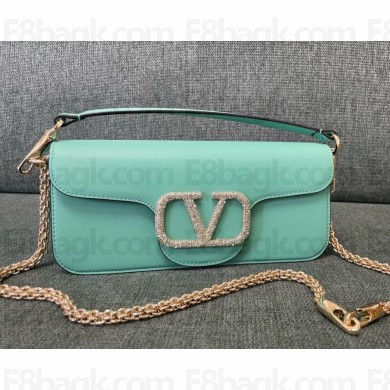 Valentino small Locò crystal-embellished shoulder bag green 2024