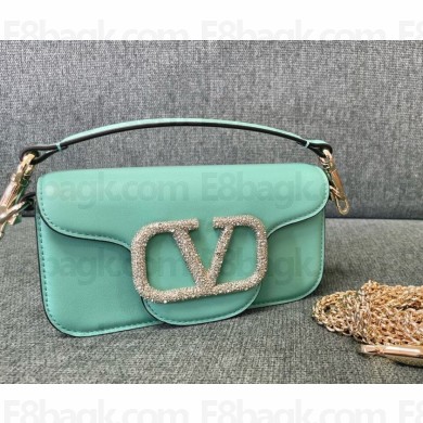 Valentino small Locò crystal-embellished shoulder bag green 01 2024