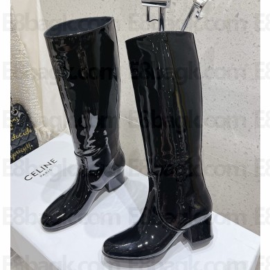 CELINE LES BOTTES TRIOMPHE HIGH BOOT in PATENT CALFSKIN black 2024
