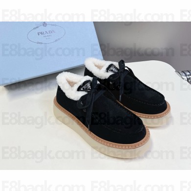 Prada Suede  lace-up fastening Ankle Boots black 2024