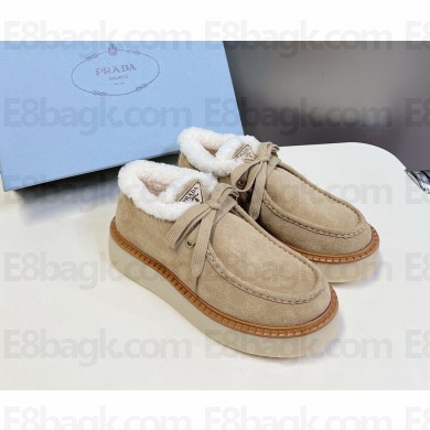 Prada Suede  lace-up fastening Ankle Boots beige 2024