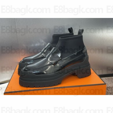 Hermes Loafer With Socks black For Women heel 4.5cm 2024
