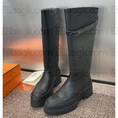 HERMES jumping Boots Women's Black heel 4.5cm 2024 
