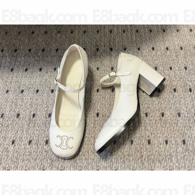 CELINE LILY BABIES TRIOMPHE patent leather mary janes white 2024