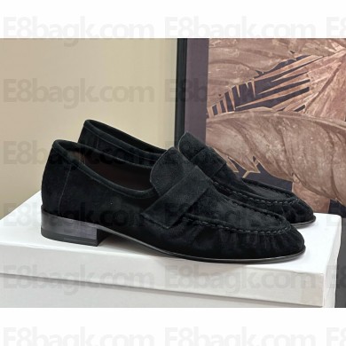 THE ROW NEW SOFT SUEDE LOAFERS black 2024