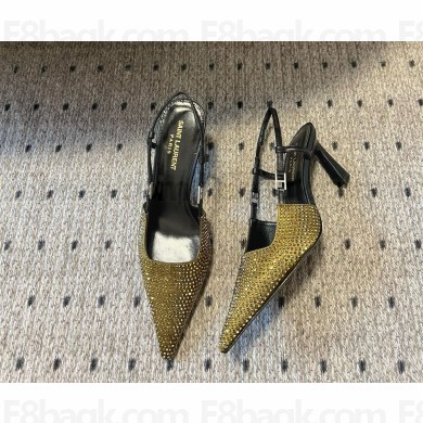 Saint Laurent  Women's Natural Crystal-Embellished Pumps yellow 2024
