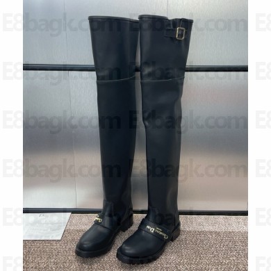 Dior D-Quest Thigh Boot Black Supple Calfskin 2024