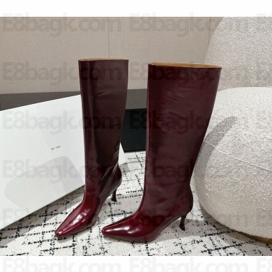 BY FAR women's boots burgundy leather heel 4.5cm 2024