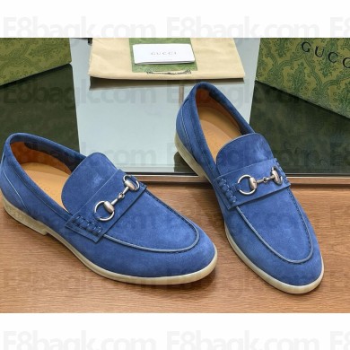 gucci Men's loafer with Horsebit blue suede 2024