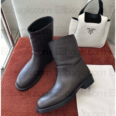 The Row Nobilis leather ankle boots in burgundy 2024