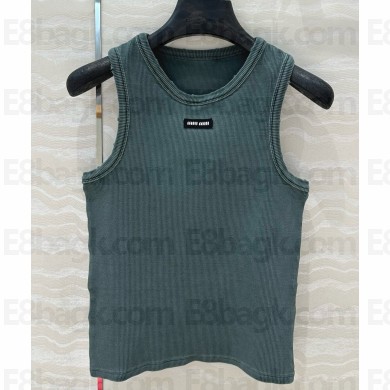 MIU MIU Ribbed knit tank top green 2025
