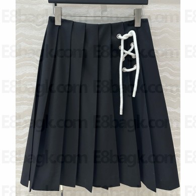 Prada Pleated gabardine midi-skirt Navy 2025