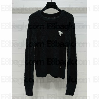 CHANEL women's long sleeve knitted sweater black 2025