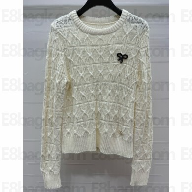 CHANEL women's long sleeve knitted sweater white 2025