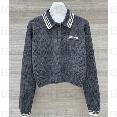 MIU MIU Wool and cashmere polo shirt grey 2025