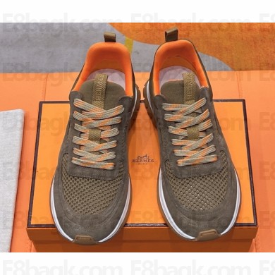 Hermes Jimmy sneaker mesh and suede goatskin 11 2025