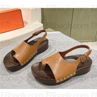 Hermes oran sandal in calfskin bown 2025